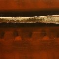2 - Au milieu des rives • - acrylique et collage sur toile ; 10 x 30 po (25,5 x 76 cm)