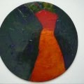 162 - Le bal du carnaval (tondo) (disponible) - acrylique sur panneau; diamètre 12 po (30 cm) 380 $