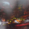 163 - Le sabbat des sorcières  ● 
acrylique sur panneau; 12 x 20 po (30,5 x 51 cm)