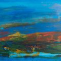 175 - Infiniment fleuve ● - acrylique sur boîtier ; 22 x 30 x 1,5 po (56 x 76 x 4 cm) 